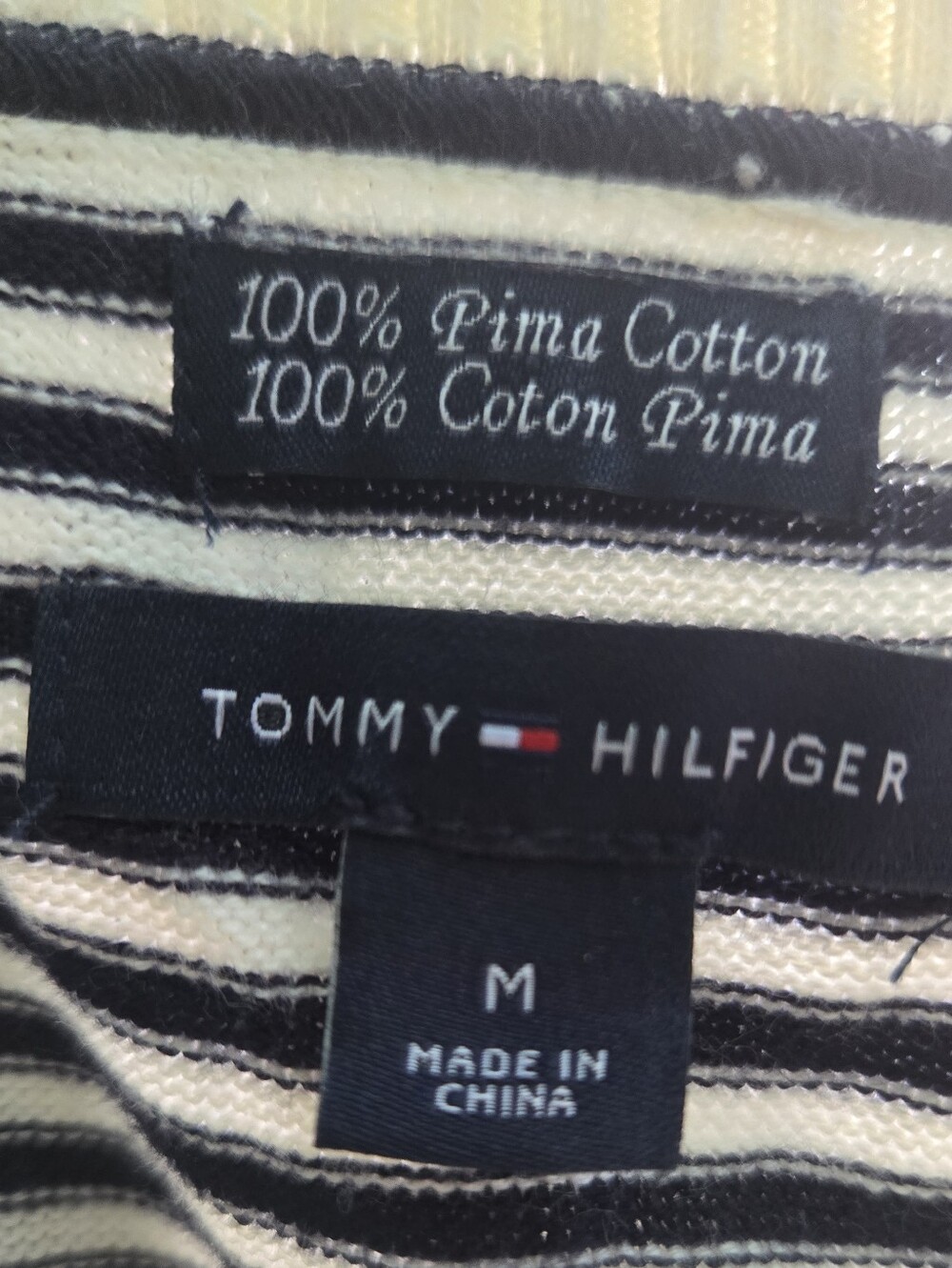Tommy Hilfiger Black and White Striped Women’s Jersey Top - Picture 2 of 3